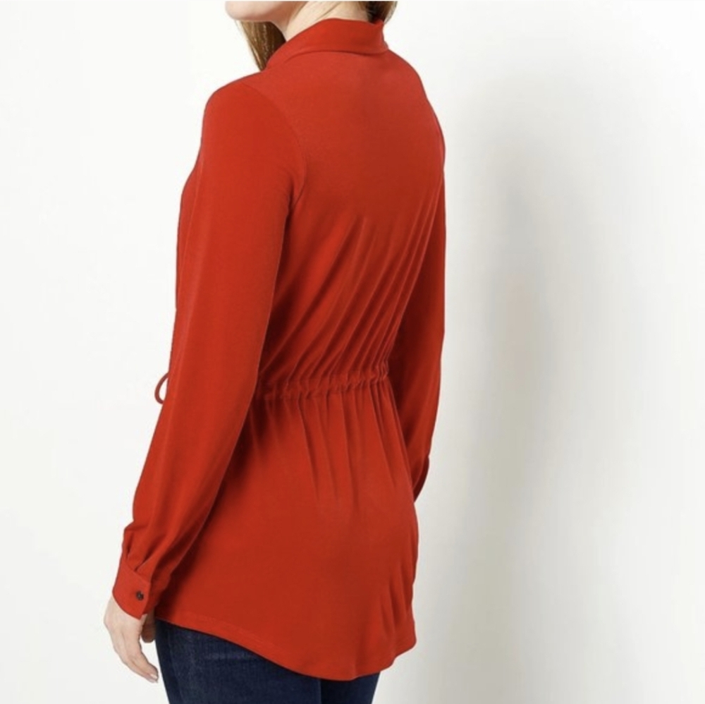 Susan Graver Red Button-Down Blouse